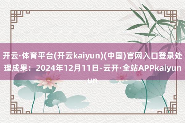 开云·体育平台(开云kaiyun)(中国)官网入口登录处理成果:2024年12月11日-云开·全站APPkaiyun