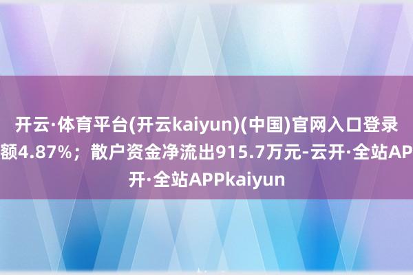 开云·体育平台(开云kaiyun)(中国)官网入口登录占总成交额4.87%;散户资金净流出915.7万元-云开·全站APPkaiyun