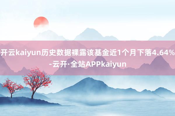 开云kaiyun历史数据裸露该基金近1个月下落4.64%-云开·全站APPkaiyun