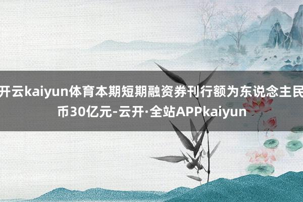 开云kaiyun体育本期短期融资券刊行额为东说念主民币30亿元-云开·全站APPkaiyun