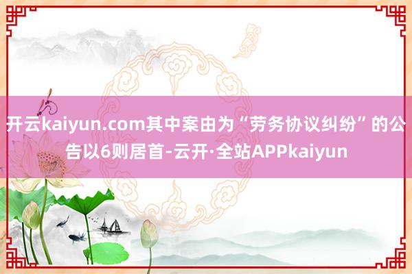 开云kaiyun.com其中案由为“劳务协议纠纷”的公告以6则居首-云开·全站APPkaiyun