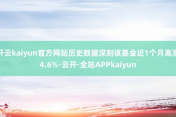 开云kaiyun官方网站历史数据深刻该基金近1个月高涨4.6%-云开·全站APPkaiyun