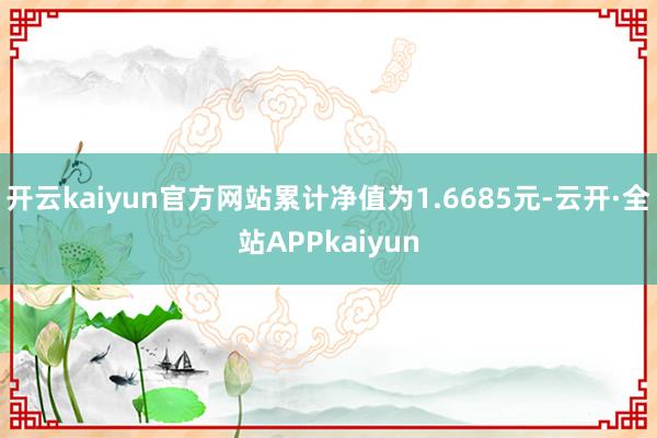 开云kaiyun官方网站累计净值为1.6685元-云开·全站APPkaiyun